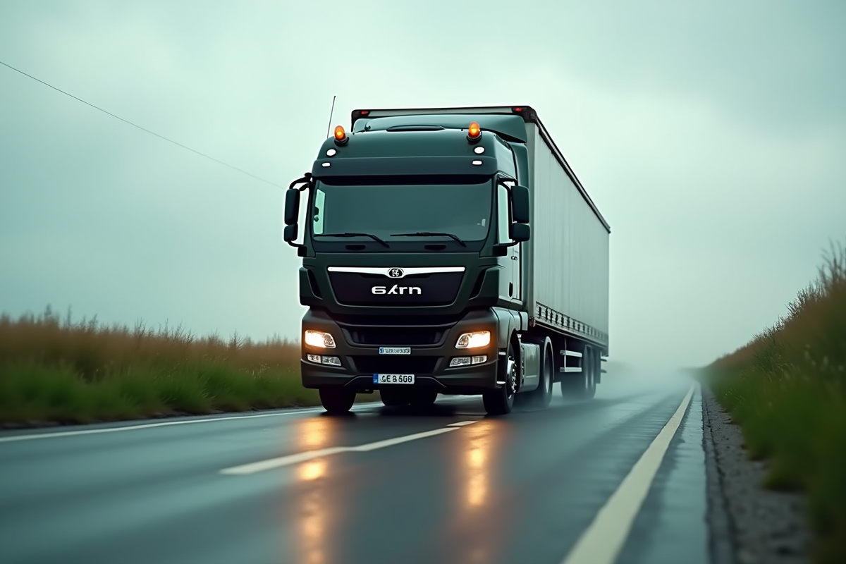 Camion de livraison de 6 tonnes en déplacement dans la campagne
