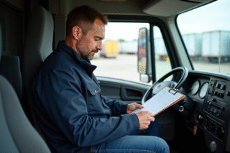 Conducteur de camion confiant dans la cabine moderne