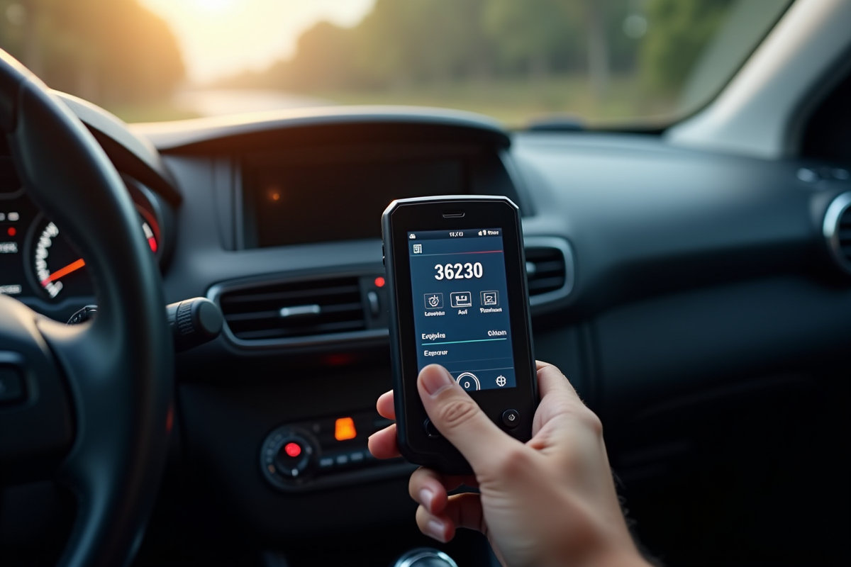 Outil de diagnostic affichant un code erreur sur le tableau de bord Peugeot