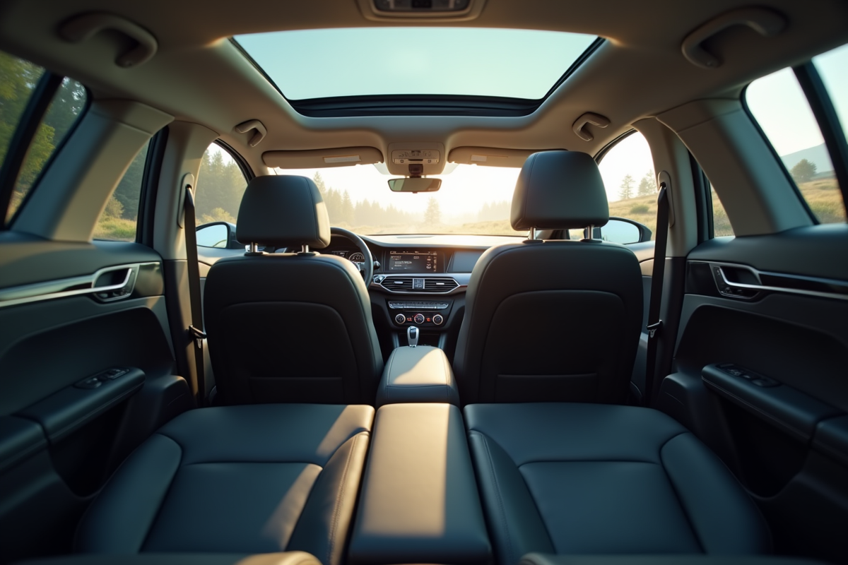 Intérieur spacieux d'une station wagon moderne avec toit panoramique