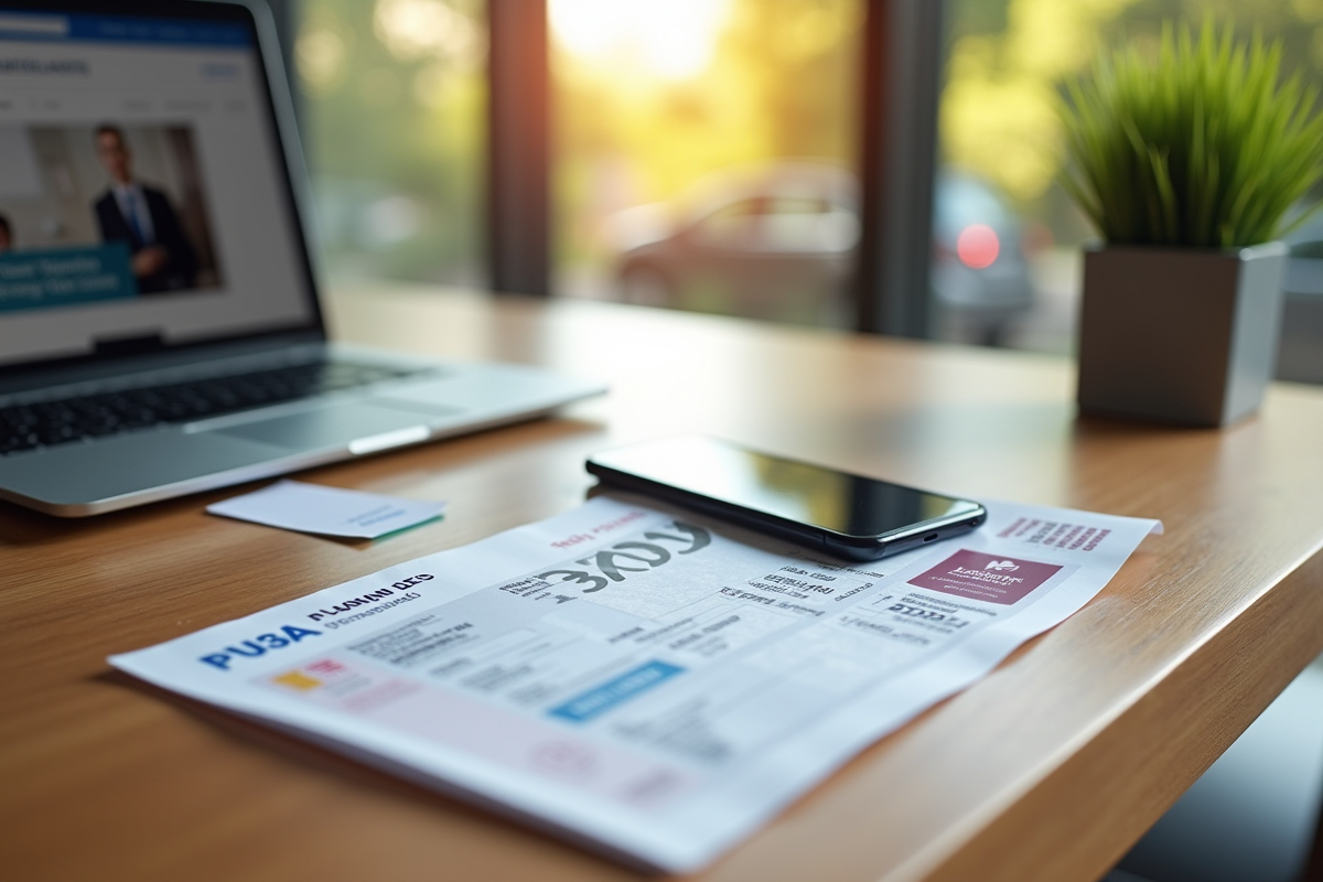 Permis de conduire français et facture sur bureau lumineux